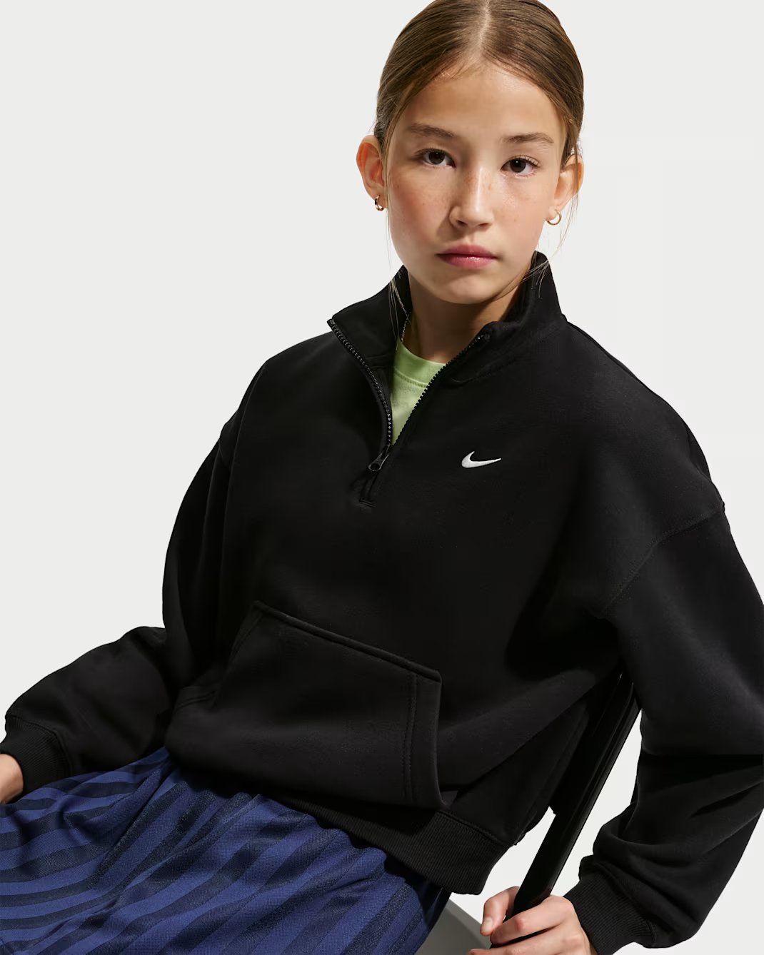 Nike Sportswear Studio Fleece Big Kids' (Girls') Oversized 1/4-Zip Top
