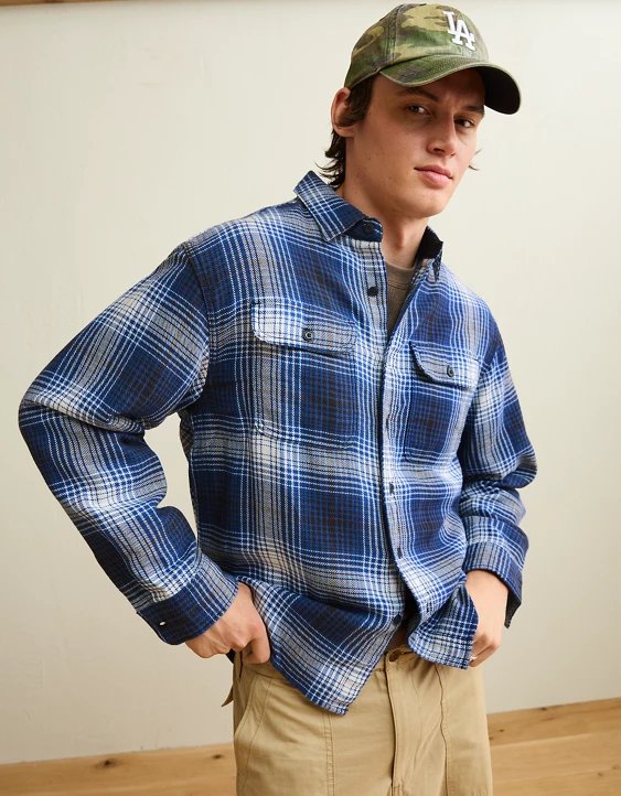 NewAE Relaxed Fit Textured Flannel Shirt
