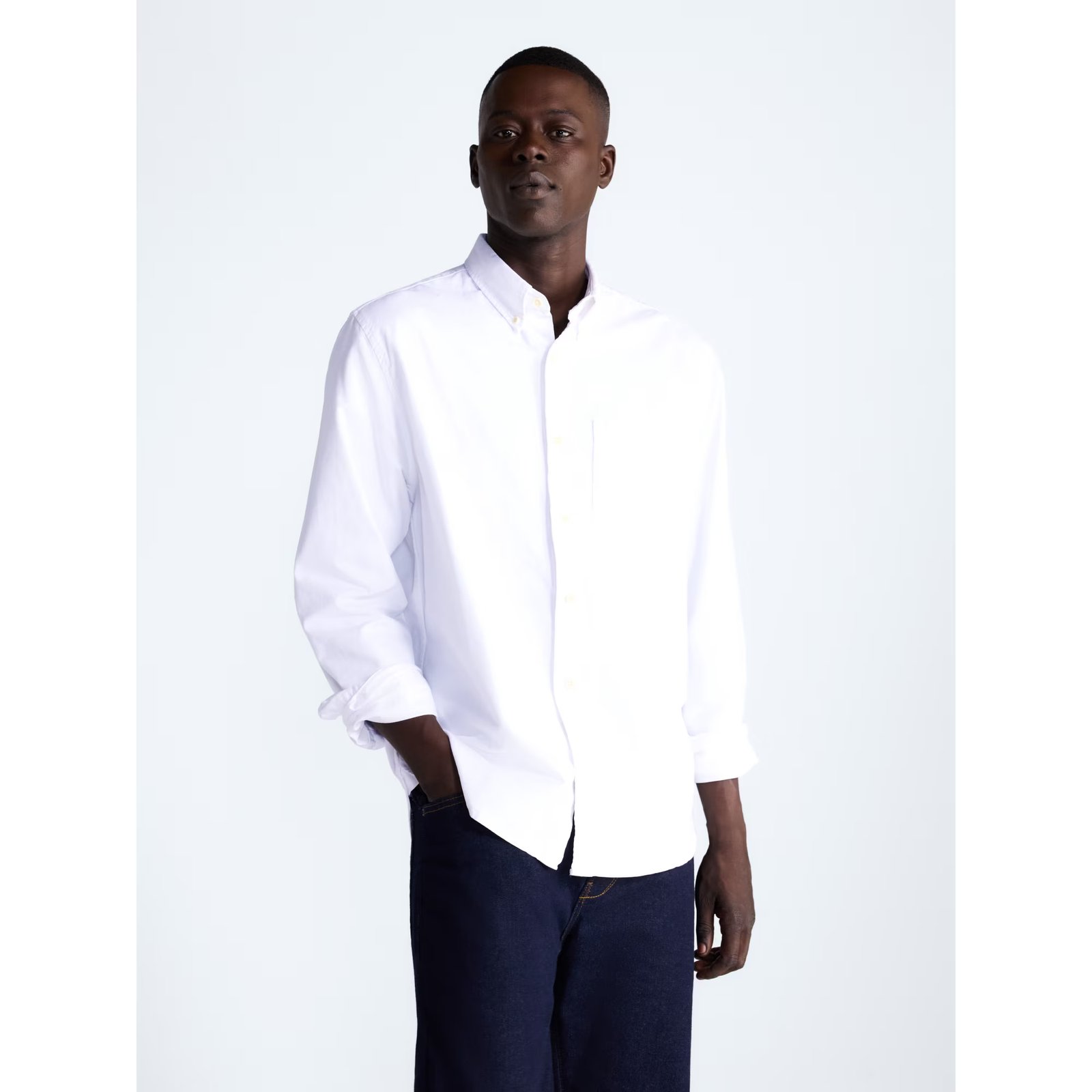 Free Assembly Men's Cotton Button Down Oxford Shirt with Long Sleeves, Sizes XS-3XL
